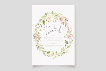 Fototapeta na wymiar hand drawn floral roses wedding invitation card set 