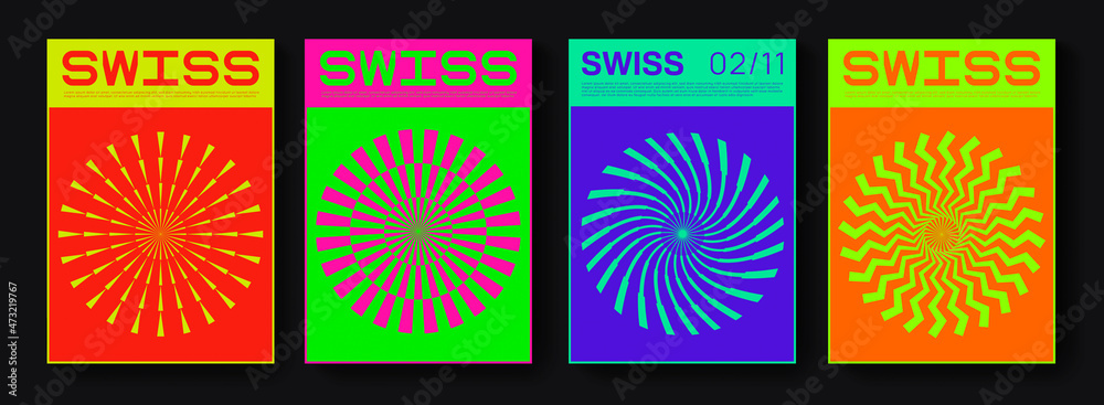 Fototapete set of abstract circle shapes. modern geometric poster. swiss design pattern vector design.