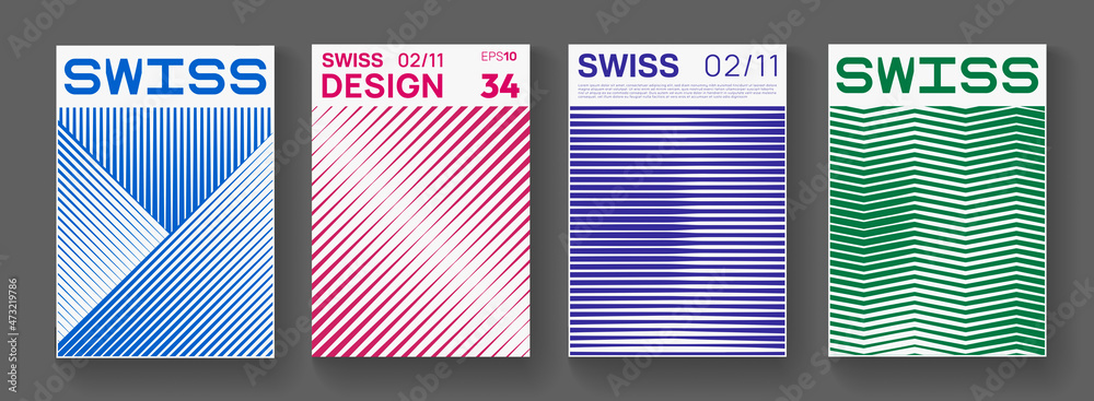 Poster set of minimalist abstract posters. meta modern covers. swiss design pattern. futuristic geometric c