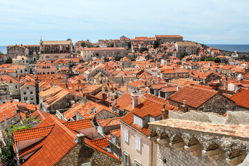 Fototapeta na wymiar Scenic vief from the roofs of downtown Dubrovnik