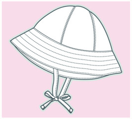 Kids Hat fashion flat sketch template, Hat vector illustration, drawing images, Hat design, cap. BABY hat. You can use it as a base in your collection.