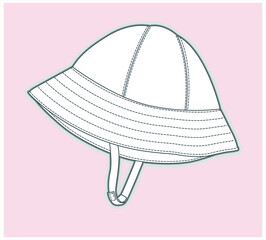 Kids Hat fashion flat sketch template, Hat vector illustration, drawing images, Hat design, cap. BABY hat. You can use it as a base in your collection.