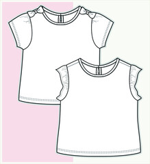 Baby clothes flat sketch template. Baby fashion, Baby girl clothes design VECTOR. Baby Flat Sketch. You can use it as a base in your collection, color it as you wish and place your print pattern.