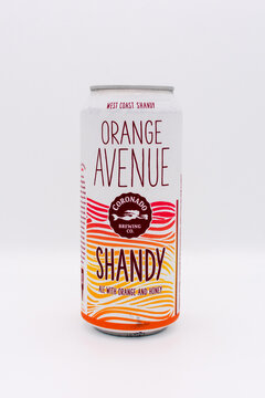 Can of Coronado Orange Avenue shandy ale beer - San Diego, California, USA - 2021