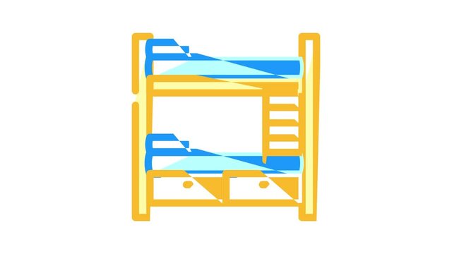 multilevel bed furniture animated color icon multilevel bed furniture sign. isolated on white background