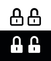 Lock icon. Lock and unlock icons set. Padlock open and closed. Protection symbol. Isolated vector pictogram on white background.