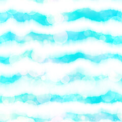 Seamless seventies tie dye stripe bokeh texture. Hippie summer wavy striped repeat background with ink dyed effect.