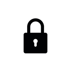 Lock icon. Blocking icon. Closed padlock. Protection symbol. Isolated vector pictogram on white background.