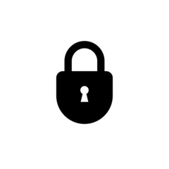 Lock icon. Blocking icon. Closed padlock. Protection symbol. Isolated raster pictogram on white background.