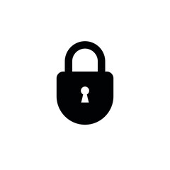 Lock icon. Blocking icon. Closed padlock. Protection symbol. Isolated vector pictogram on white background.