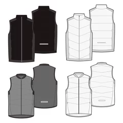 Foto op Canvas Men's down vest fashion vector sketch, Apparel template © Vera