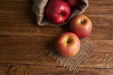 apples on a wooden table vitamins fresh fruits organic