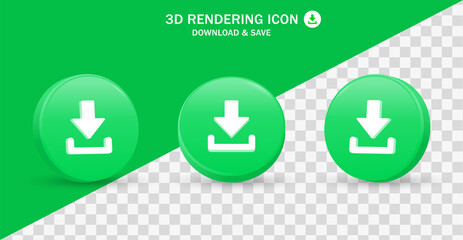 download icon 3d button, arrow down symbol downloading icon