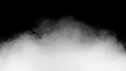 White smoke or fog isolated on black background.