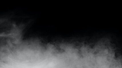 White smoke or fog isolated on black background.