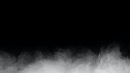White smoke or fog isolated on black background.