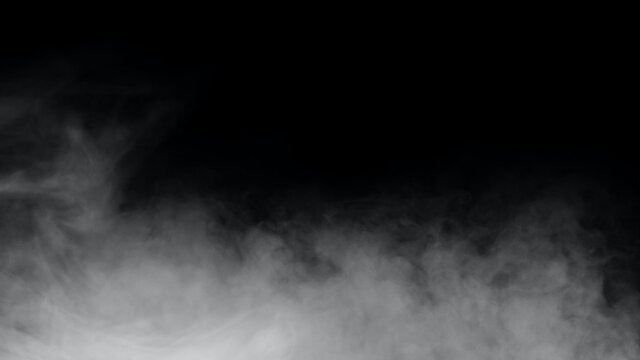 White smoke or fog isolated on black background.
