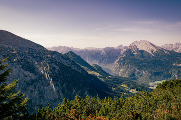 Kehlstein, Eagle's nest view of Koenigsee lake from the top of the mountain on autumn day