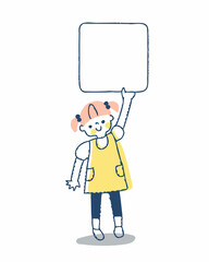 ボードを持っている笑顔の女の子