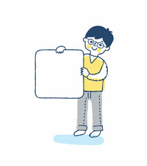 ボードを持っている笑顔の男の子