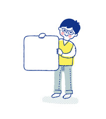 ボードを持っている笑顔の男の子