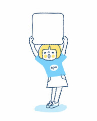 ボードを持っている笑顔の女の子
