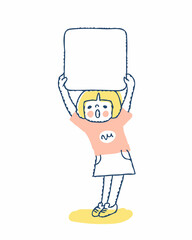 ボードを持っている笑顔の女の子