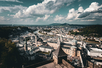 Panoramic view of the city of Salzburg from Hohensalzburg Fortress, Austria