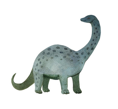 sauropod dinosaur,children's illustration, watercolor handmade