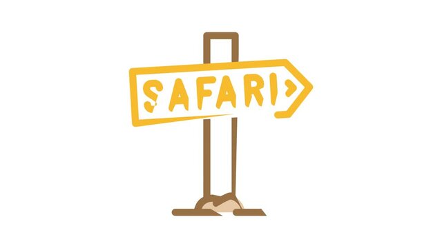 direction safari nameplate animated color icon direction safari nameplate sign. isolated on white background