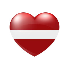 Vector Latvia Flag Heart icon. Latvian glossy emblem. Country love symbol. Isolated illustration eps10