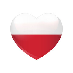 Love Poland symbol. Vector Heart flag icon isolated on white background eps10