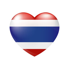 Vector Thailand Flag Heart icon. Thai glossy emblem. Country love symbol. Isolated illustration eps10