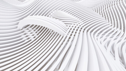 Abstract Curved Shapes. White Circular Background.