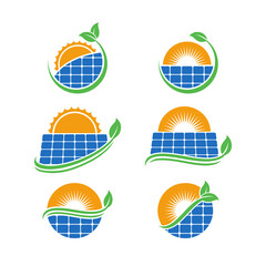 Eco Solar Energy Logo Design Vector Set
