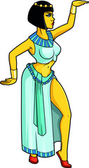 Cleopatra doing the typical pose of the hieroglyphs
