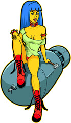 Vintage pinup style bomb girl
