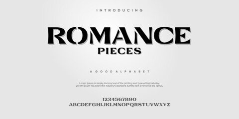 ROMANCE PIECES Elegant alphabet letters font and number. Classic Lettering Designs vector illustration