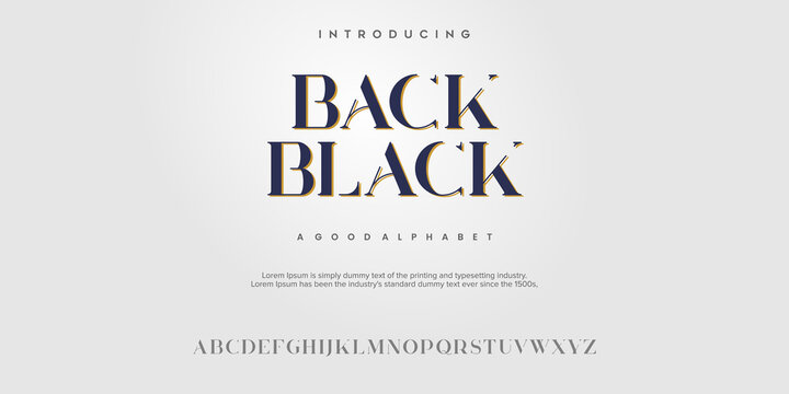 Back Black Abstract Fashion font alphabet. Minimal modern urban fonts for logo, brand etc. Typography typeface uppercase lowercase and number. vector illustration