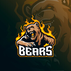 bear mascot logo design with modern illustration concept style for badge, emblem and t shirt printing. angry bear illustration for sport and esport team.