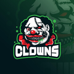 clown mascot logo design with modern illustration concept style for badge, emblem and t shirt printing. clown head illustration for sport team.