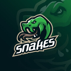 snake mascot logo design with modern illustration concept style for badge, emblem and t shirt printing. angry snake head illustration for sport and esport team.