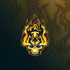 skull fire mascot logo design with modern illustration concept style for badge, emblem and t shirt printing. skull fire illustration for sport and esport team. © Ahmadbrutalism666