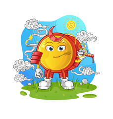 Naklejka premium yoyo samurai cartoon. cartoon mascot vector