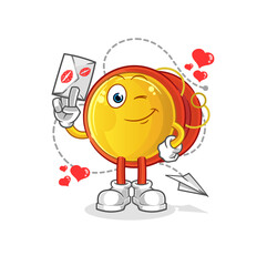 yoyo hold love letter illustration. character vector