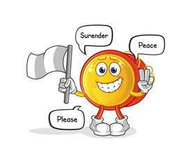 yoyo hold surrender flag mascot. cartoon vector