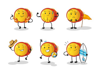 yoyo beach vacation set character. cartoon mascot vector