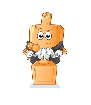 recommend clip art: wooden placemat judge holds gavel. character vector