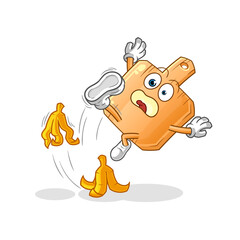 wooden placemat slipped on banana. cartoon mascot vector
