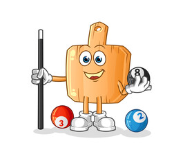 wooden placemat plays billiard character. cartoon mascot vector